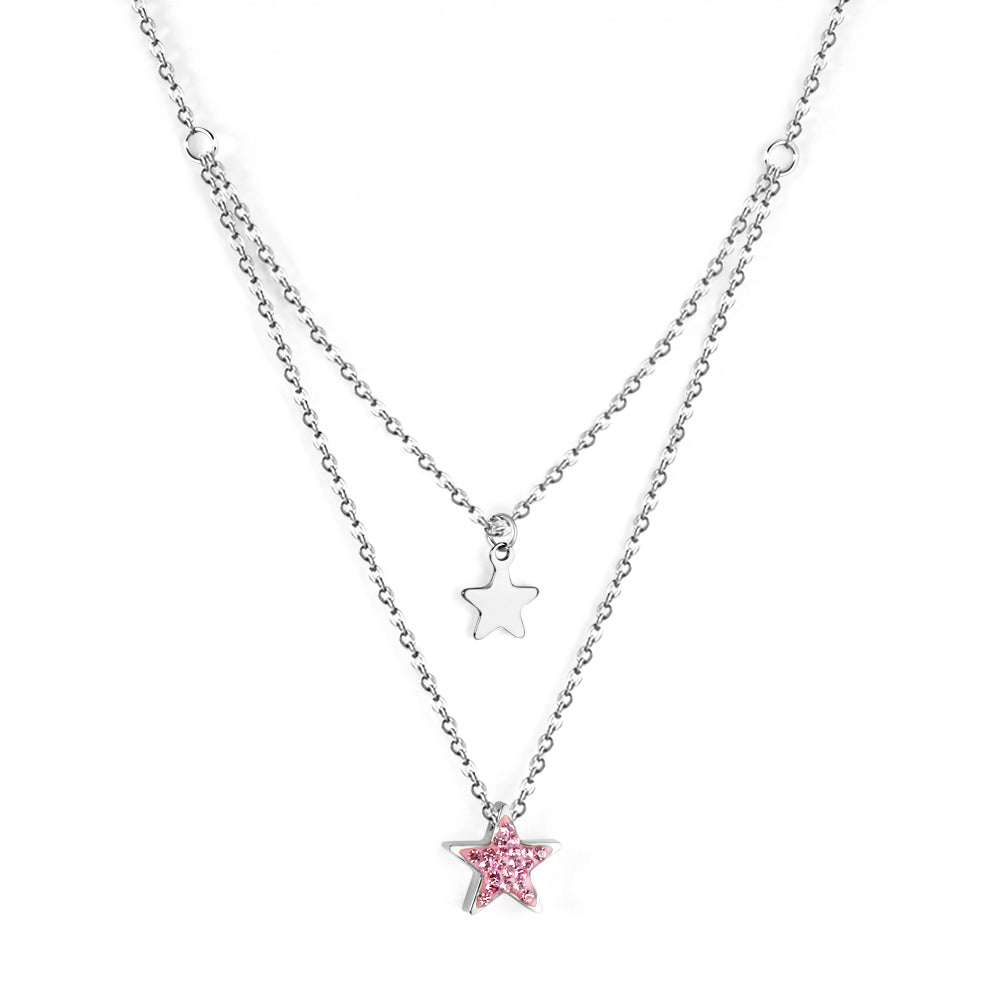 Two Star Pendant Layering Necklace