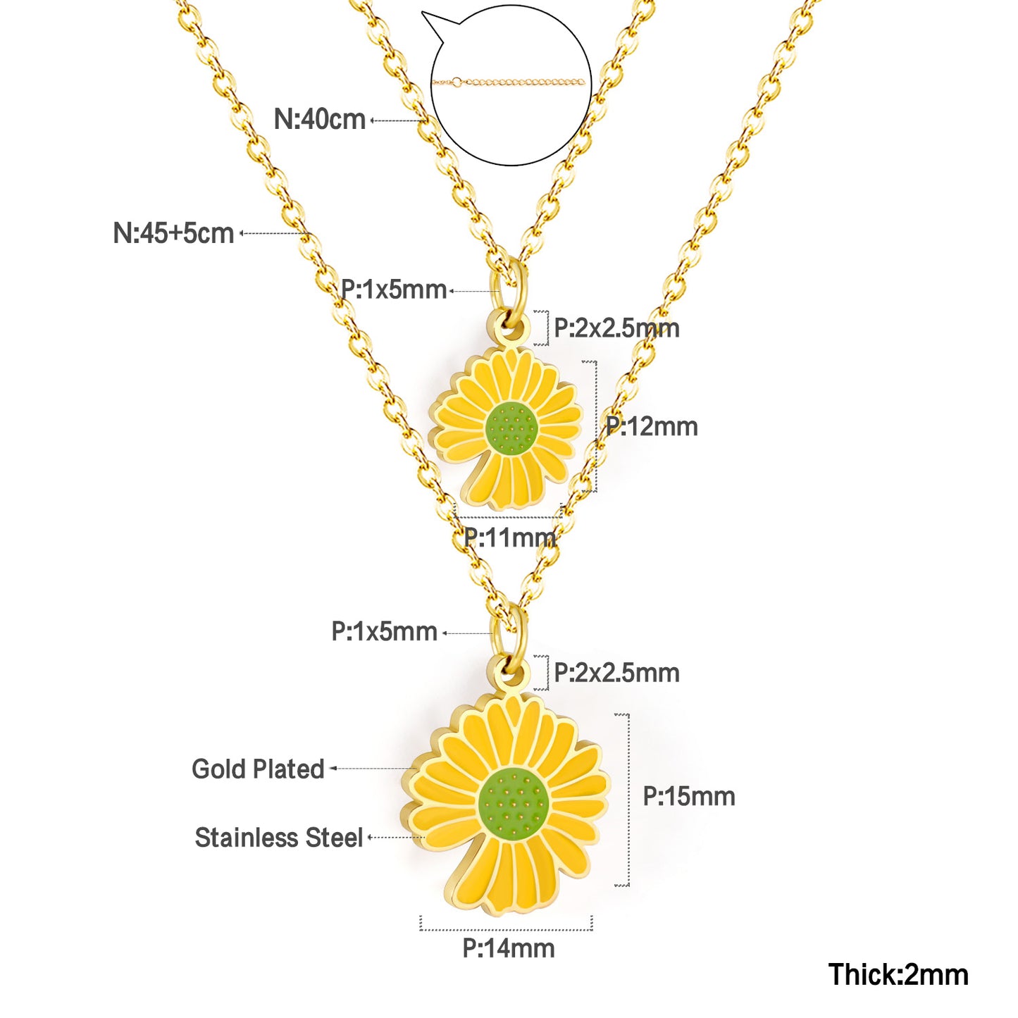 Yellow Flora Double Pendant Necklace