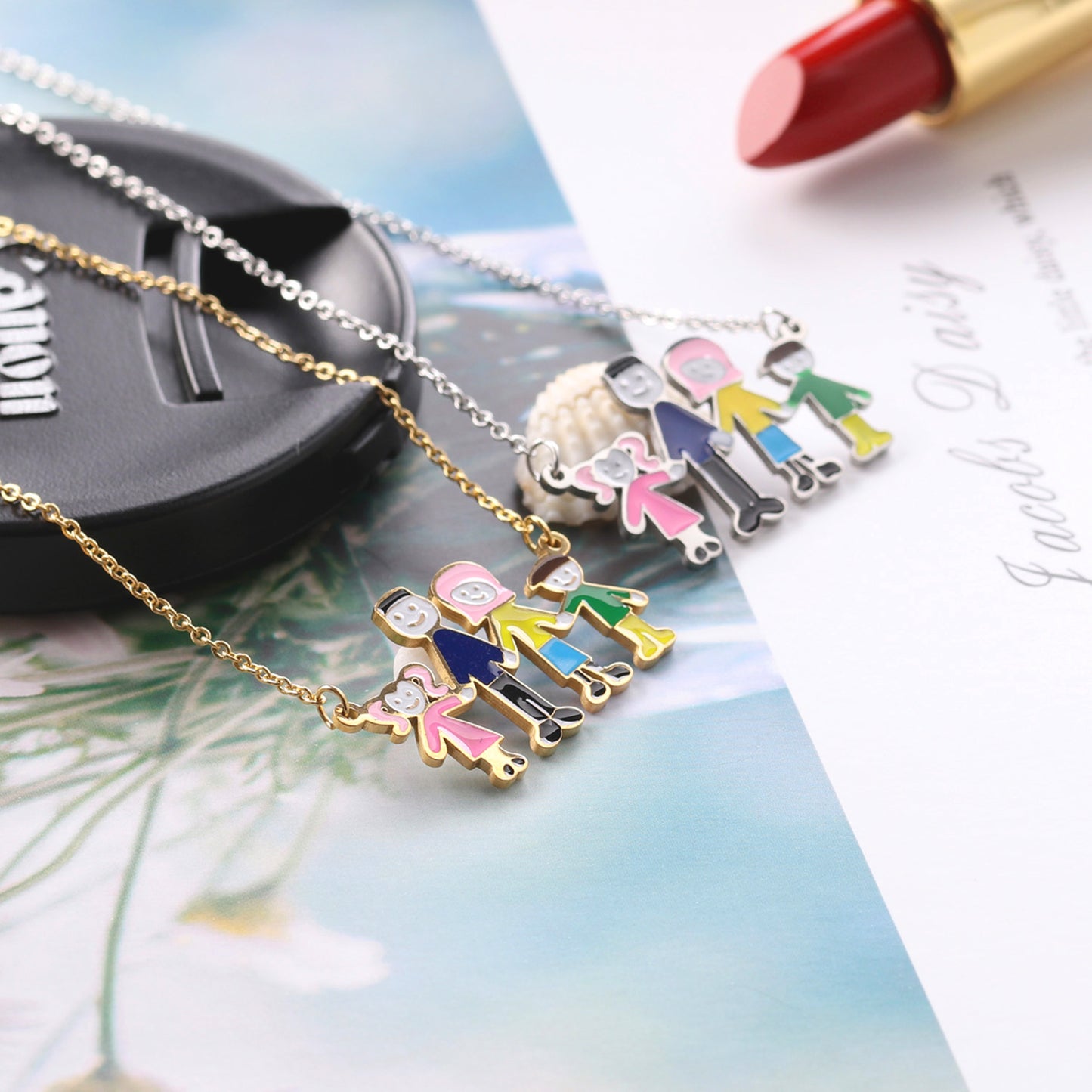 Family Pendant Necklace Silver Color