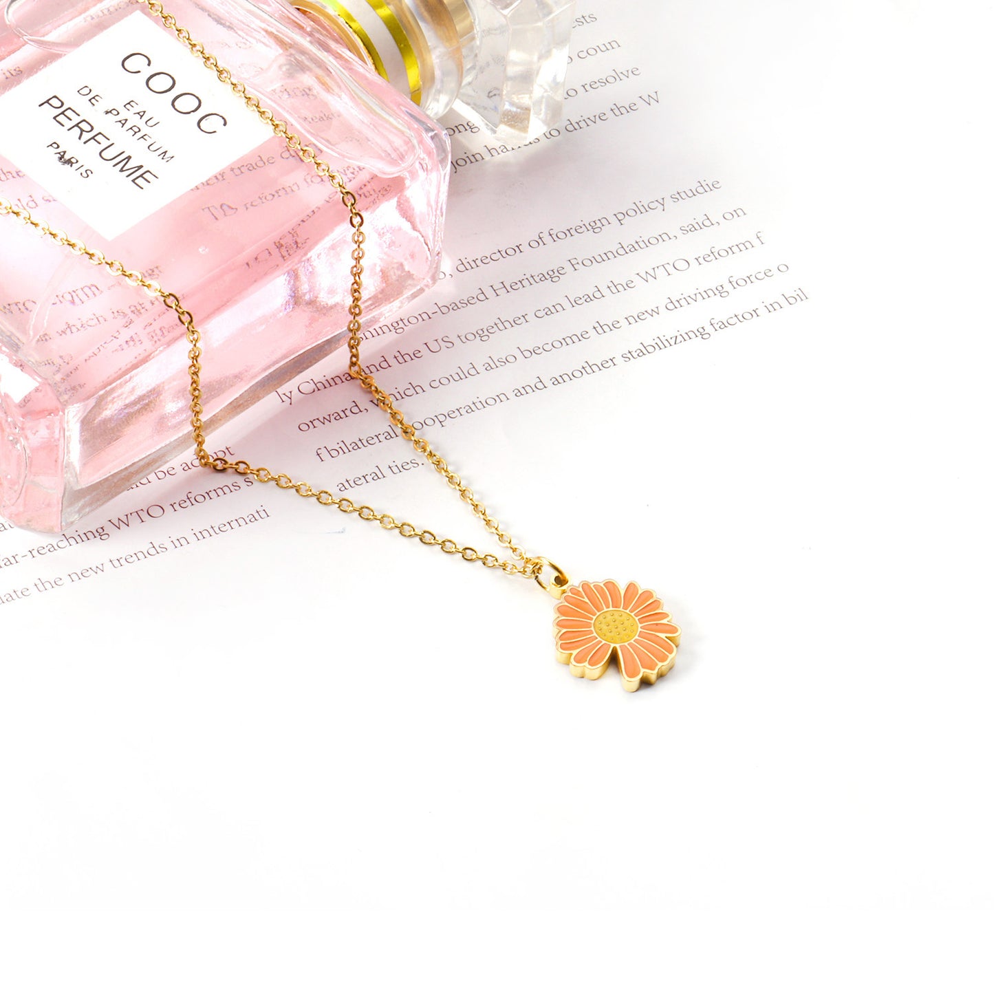Orange Flora Pendant Necklace