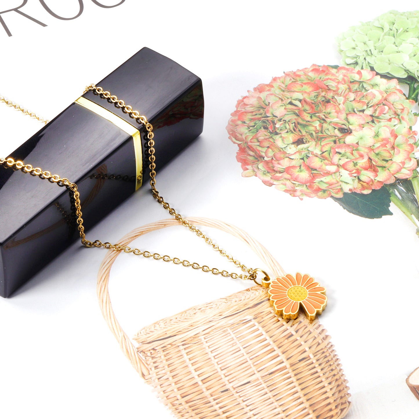 Orange Flora Pendant Necklace