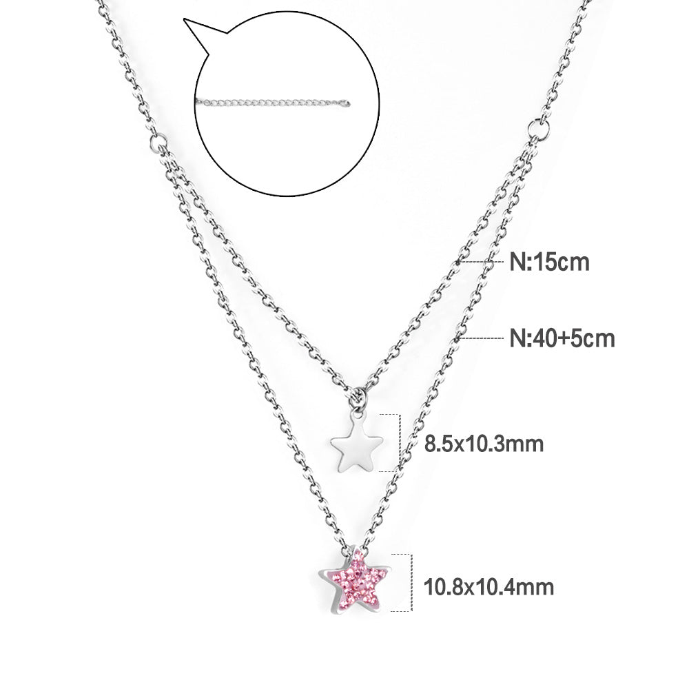 Two Star Pendant Layering Necklace