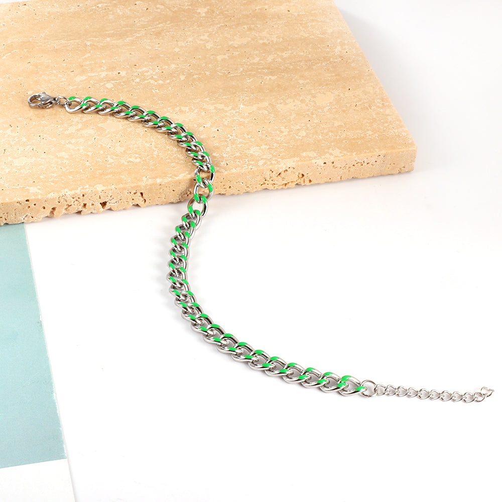 Green Chain Linked Bracelet