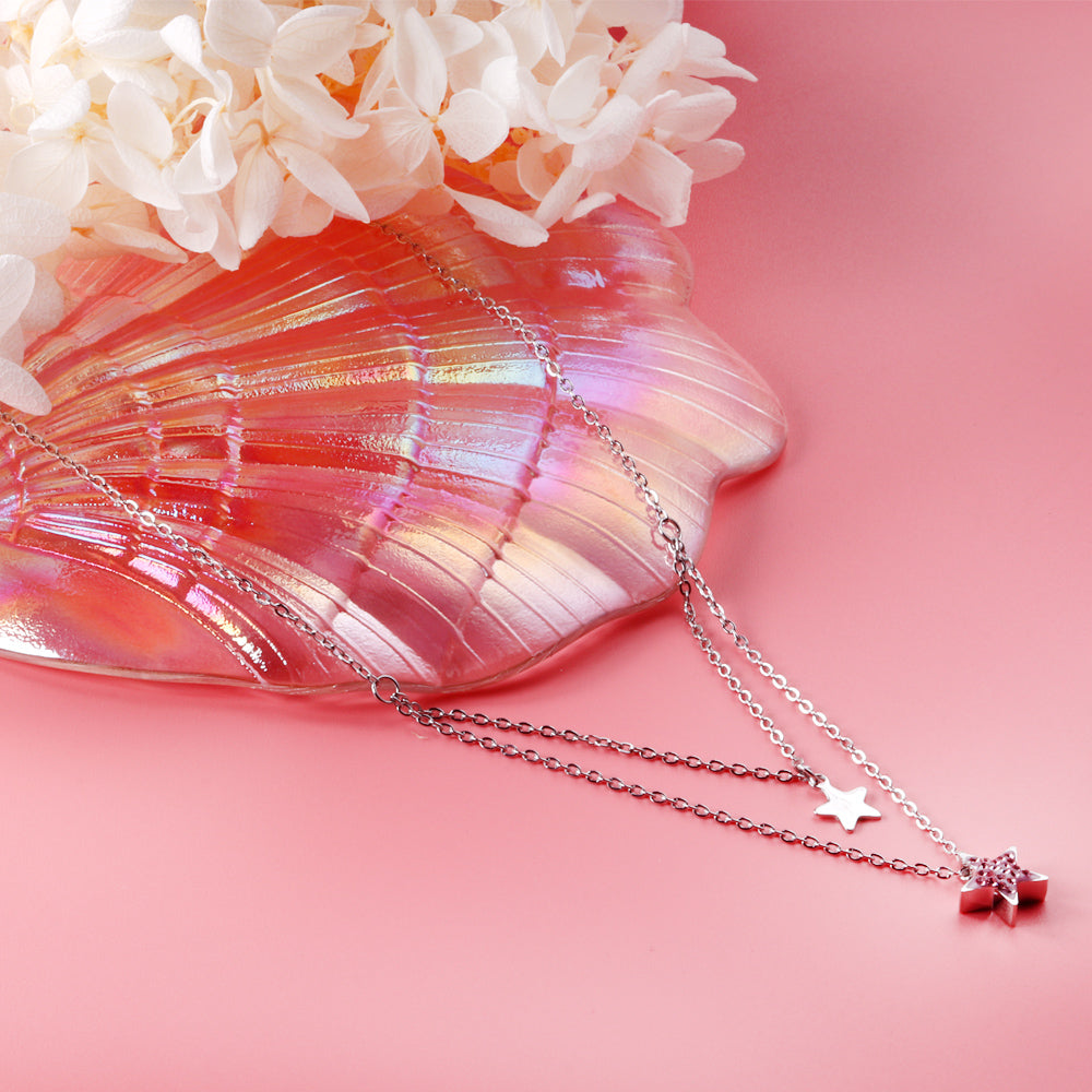 Two Star Pendant Layering Necklace
