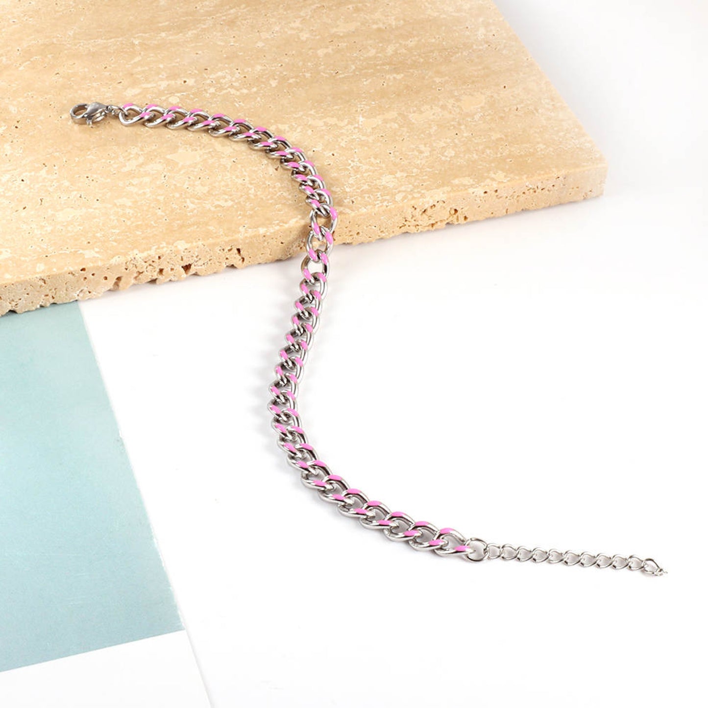 Pink Chain Link Bracelet