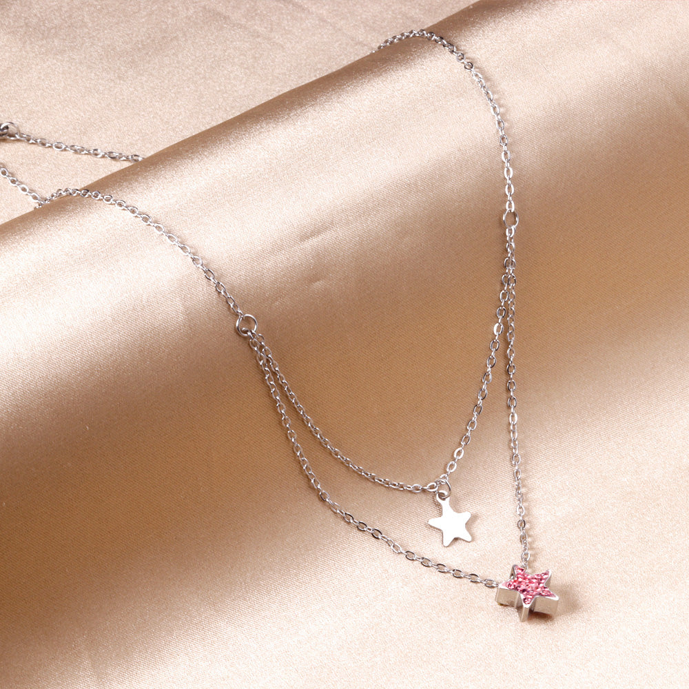 Two Star Pendant Layering Necklace