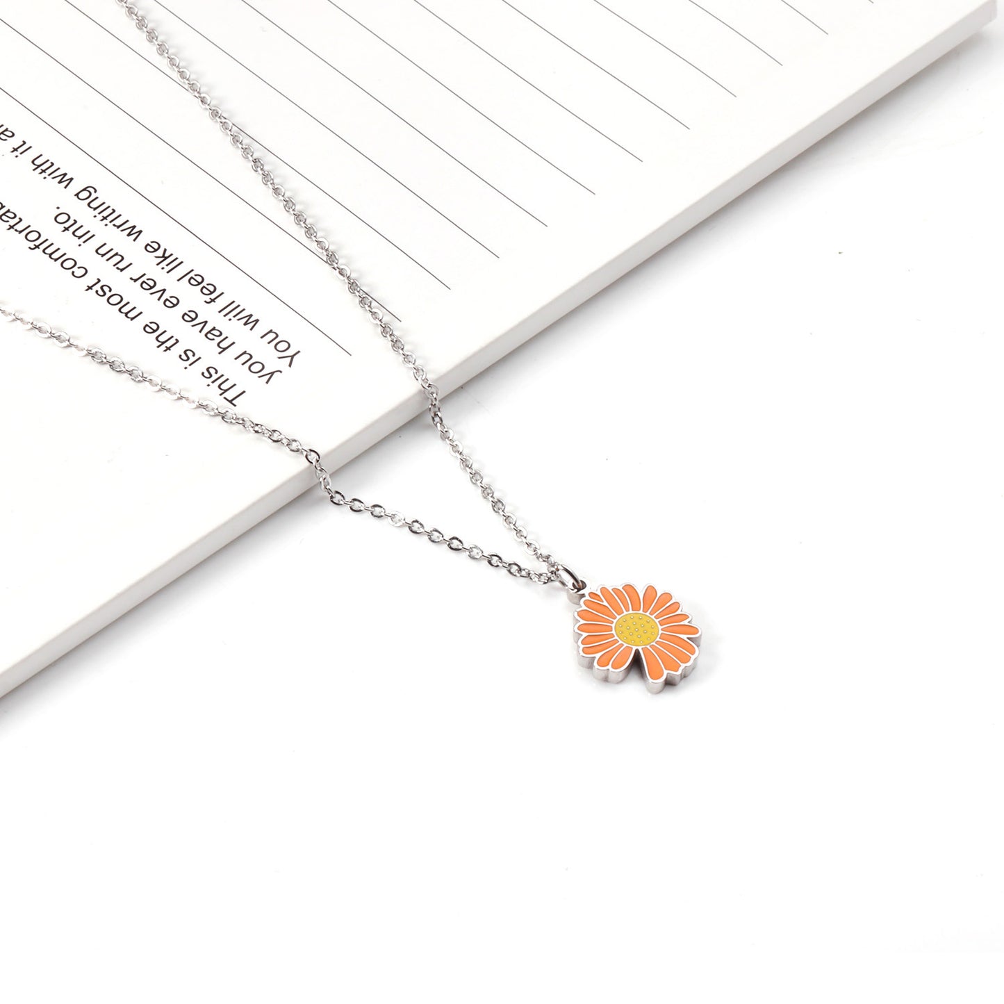 Orange Flower Pendant Necklace