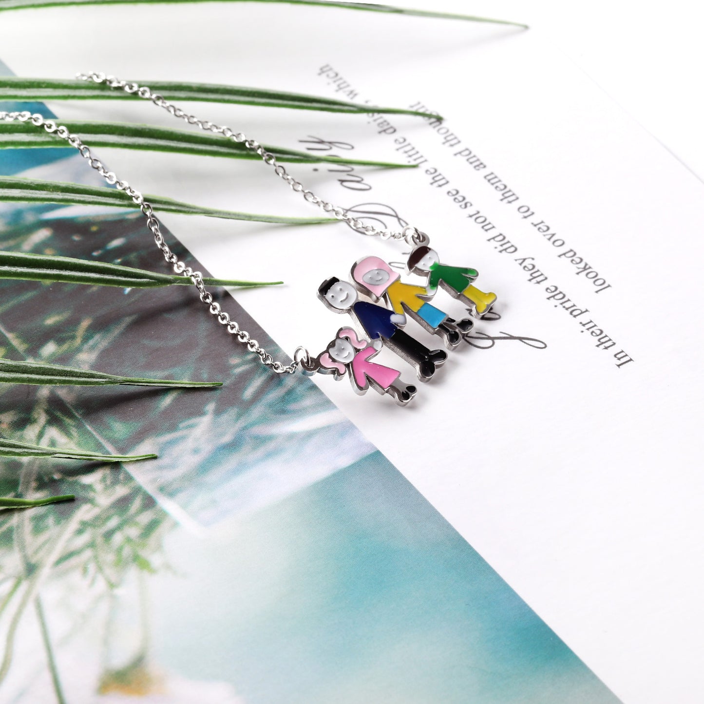 Family Pendant Necklace Silver Color