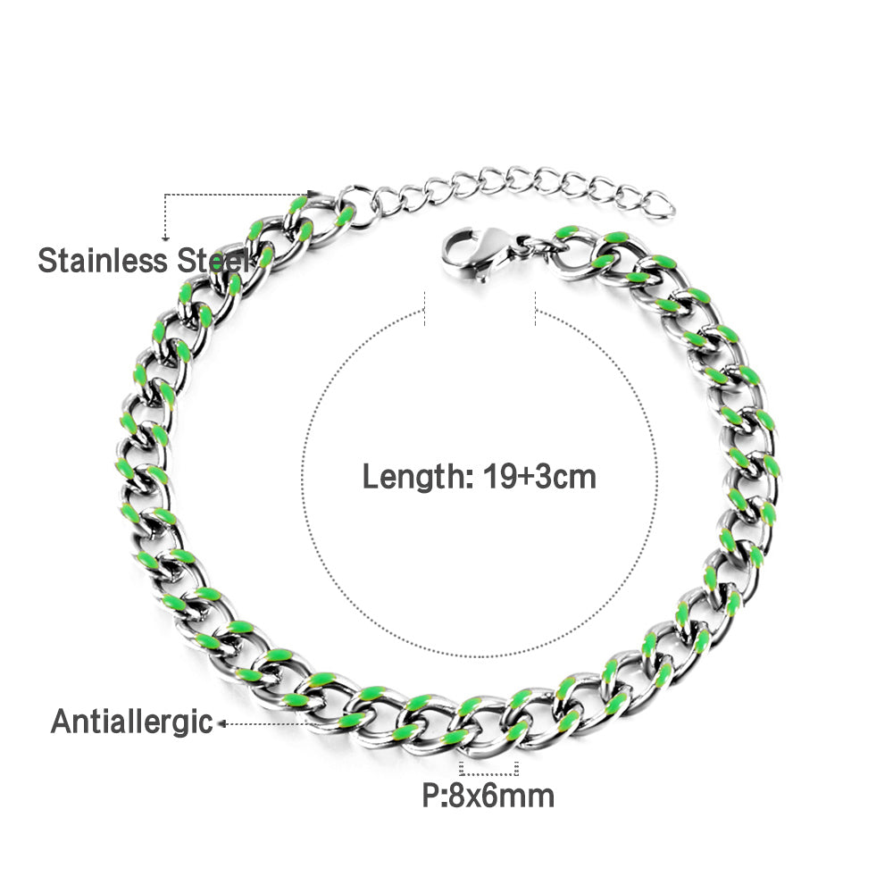 Green Chain Linked Bracelet