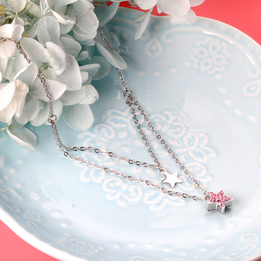 Two Star Pendant Layering Necklace