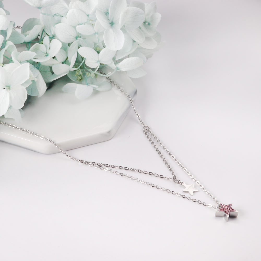 Two Star Pendant Layering Necklace