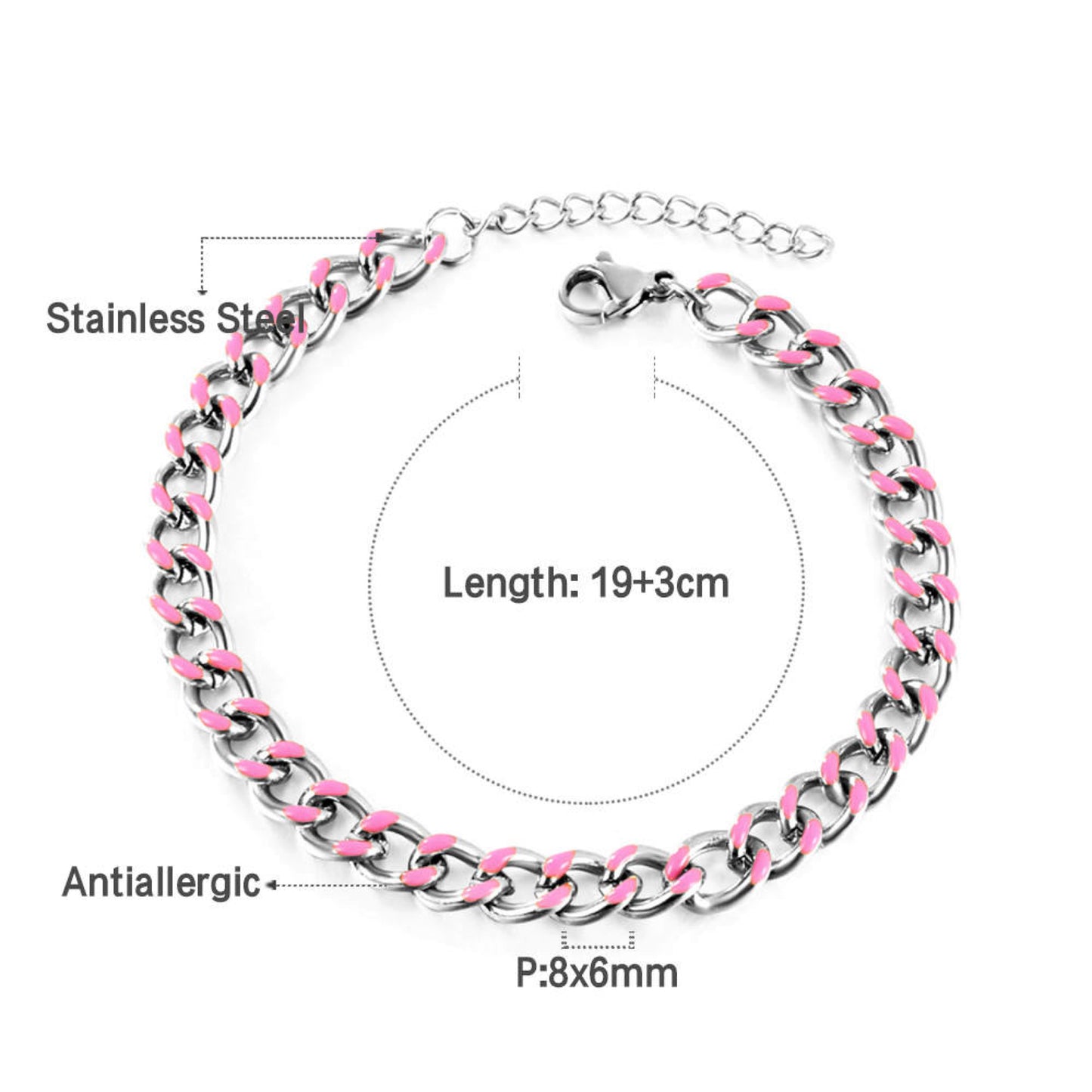 Pink Chain Link Bracelet