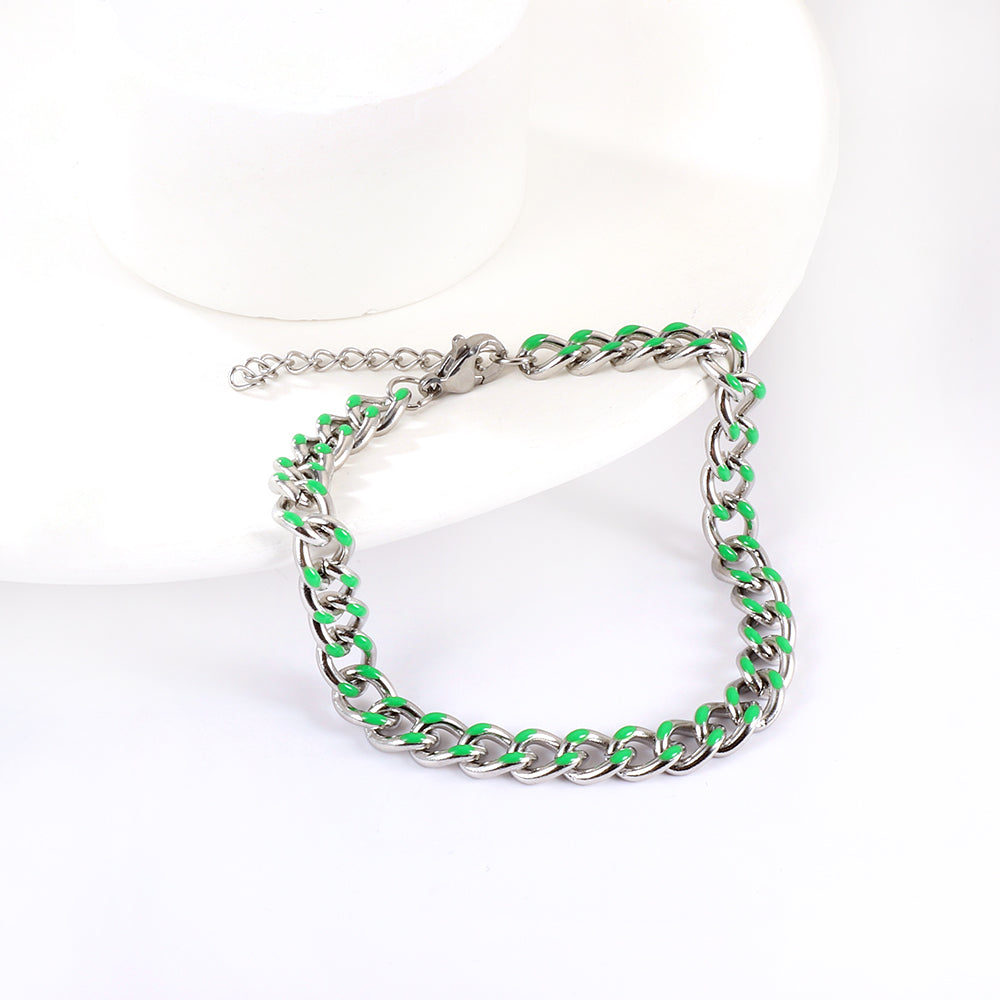 Green Chain Linked Bracelet