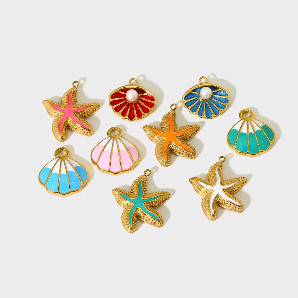Ocean Whimsy Charm Set of 9 With Bracelet & Necklace