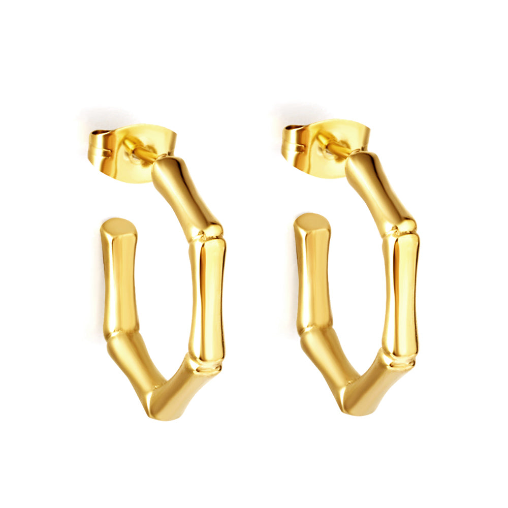 C-Hoop Stainless Steel Earrings 18K Gold Plated