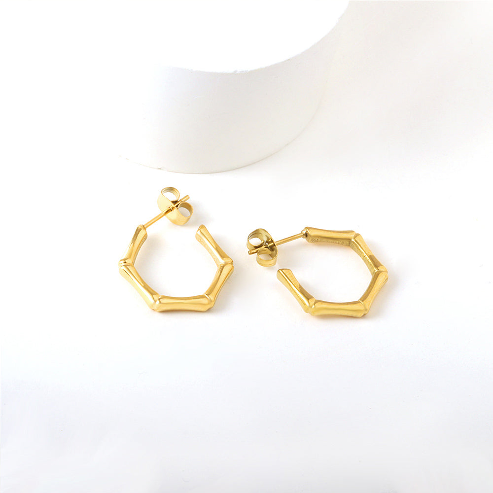 C-Hoop Stainless Steel Earrings 18K Gold Plated