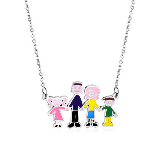 Family Pendant Necklace Silver Color