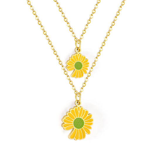 Yellow Flora Double Pendant Necklace