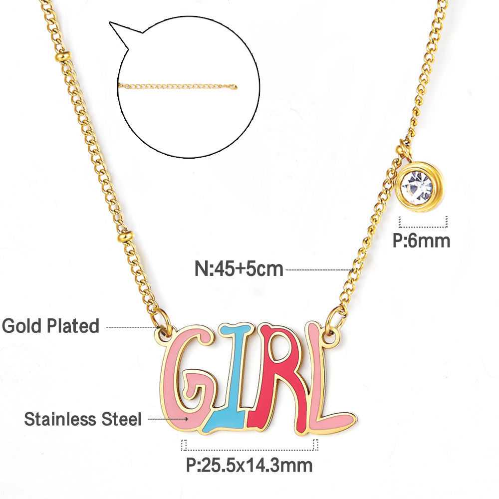 Girl Pendant Necklace Pastel Color