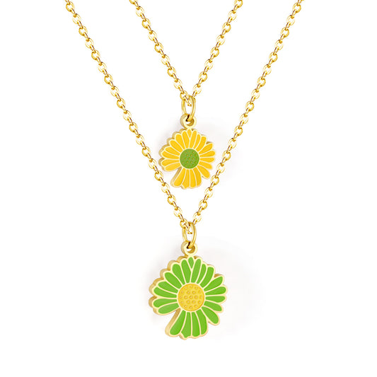 Yellow Flora Double Pendant Necklace