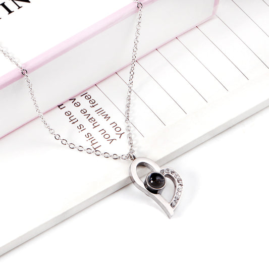 Heart Pendant Necklace With I Love You in Many Language