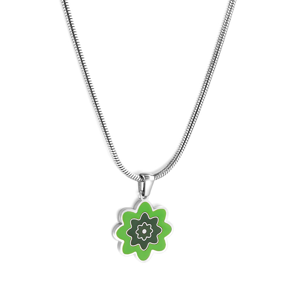 Green flower Pendant Necklace