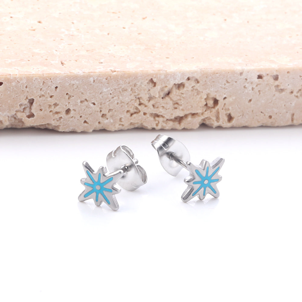 Minature Blue Snowflake Earring