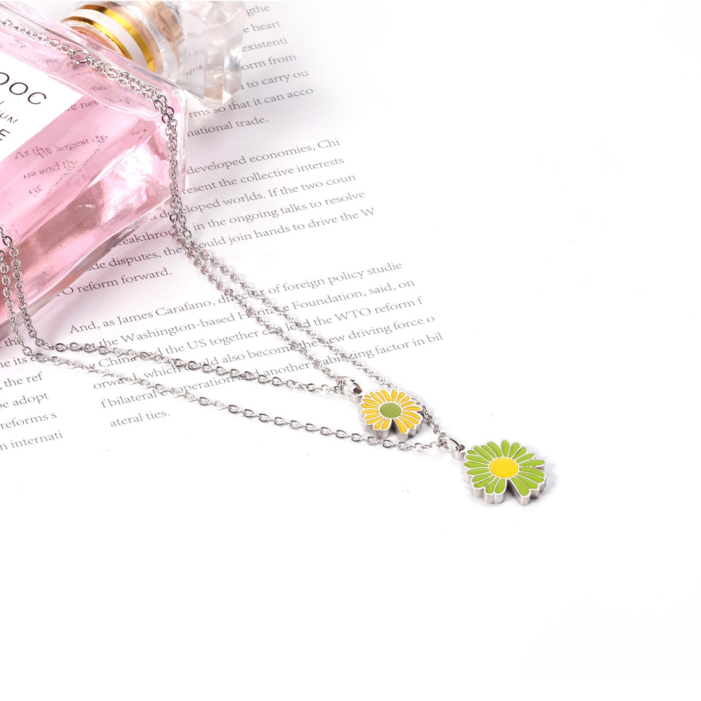 Yellow Flora Double Pendant Necklace