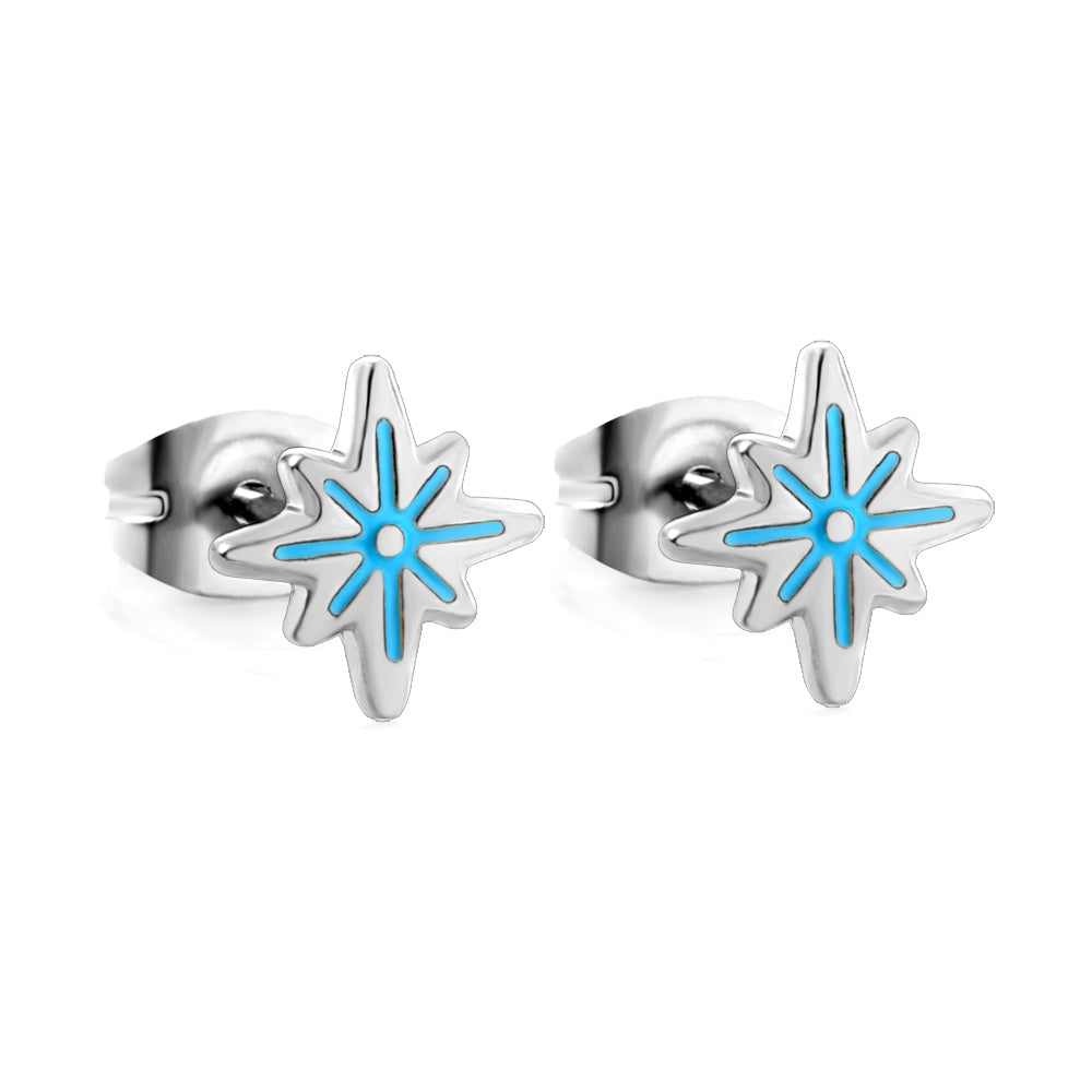 Minature Blue Snowflake Earring