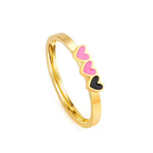 Heart Crowned Pastel Colored Ring