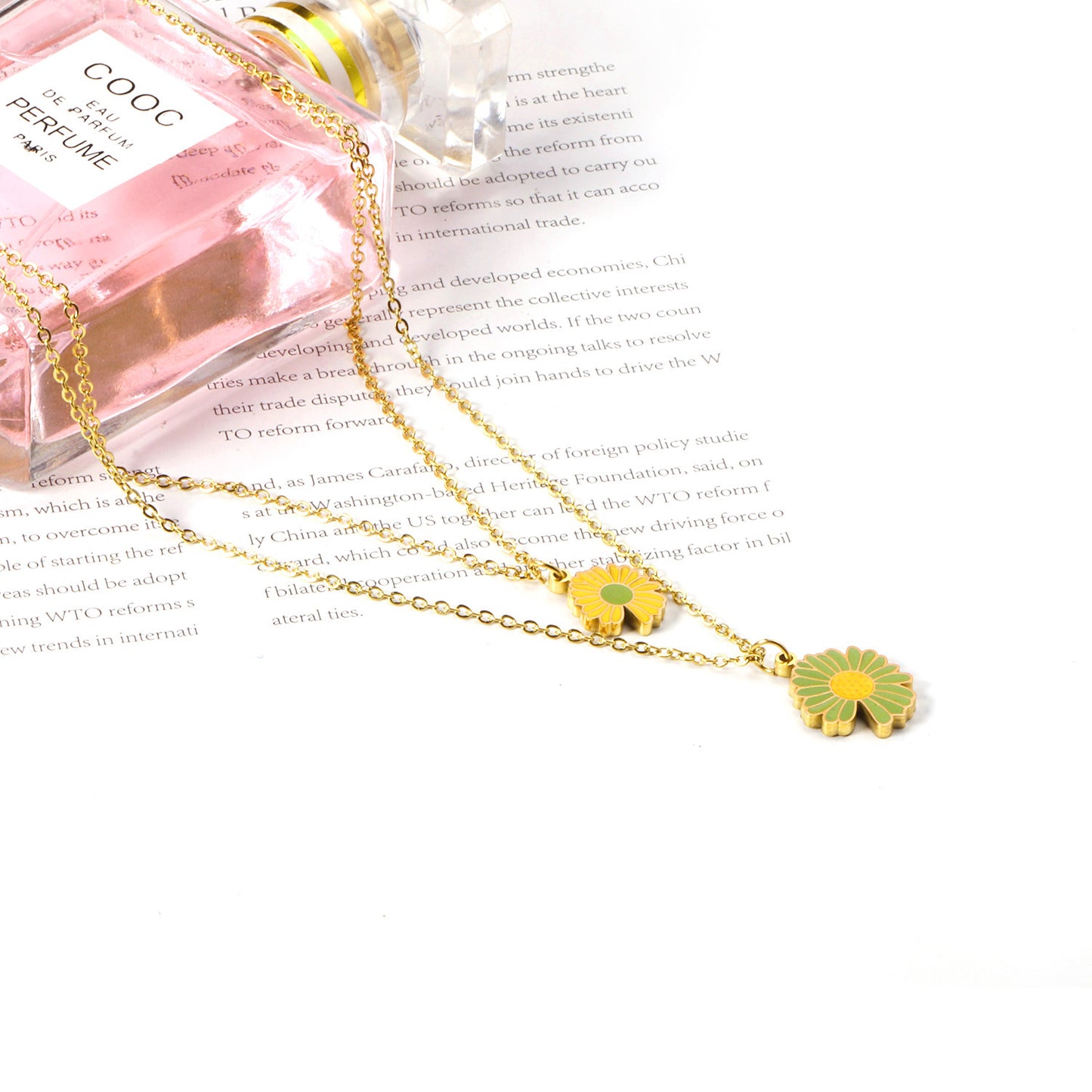 Yellow Flora Double Pendant Necklace