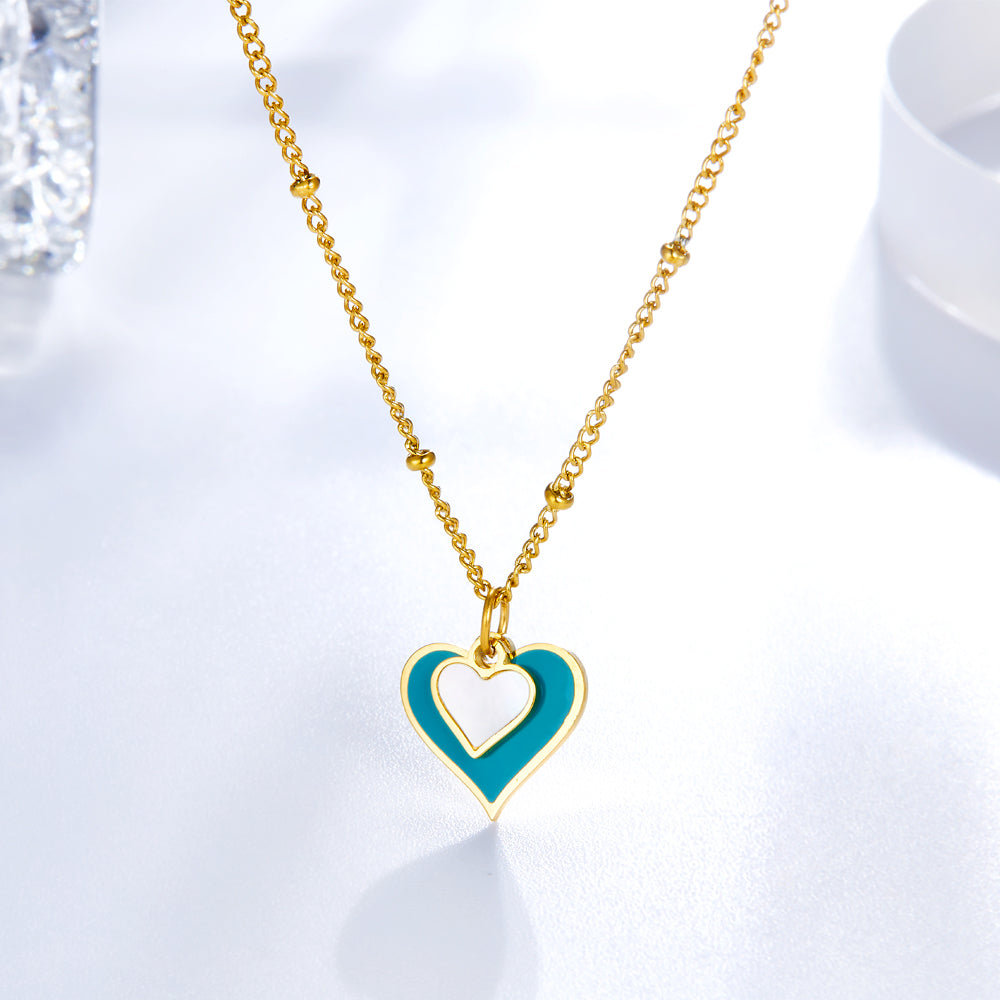 Double Heart Pendant Necklace