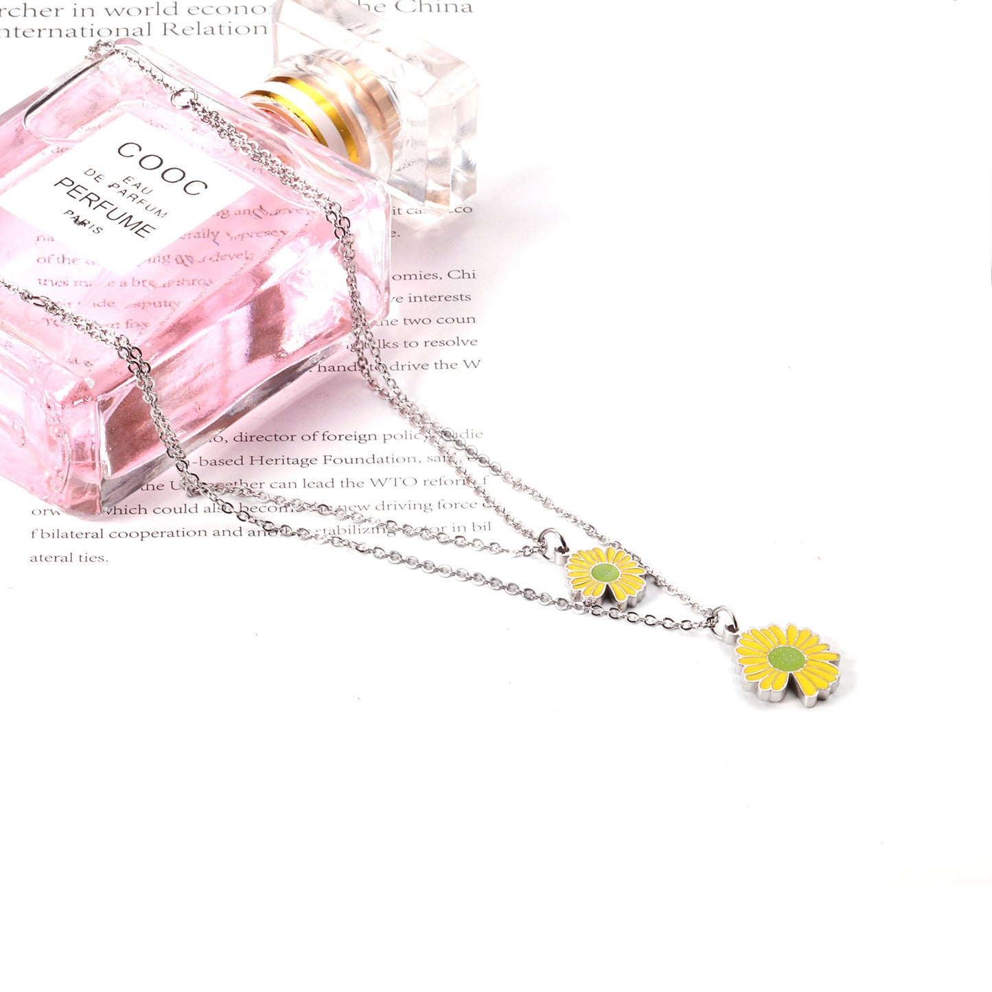 Yellow Flora Double Pendant Necklace