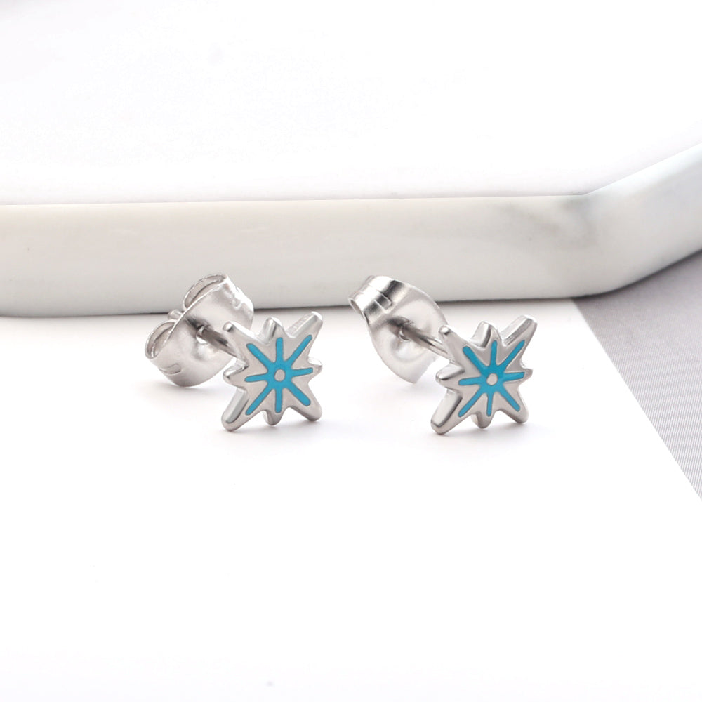 Minature Blue Snowflake Earring