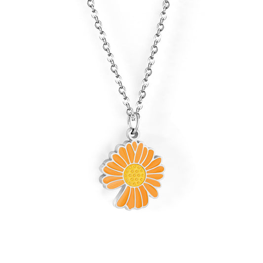 Orange Flower Pendant Necklace