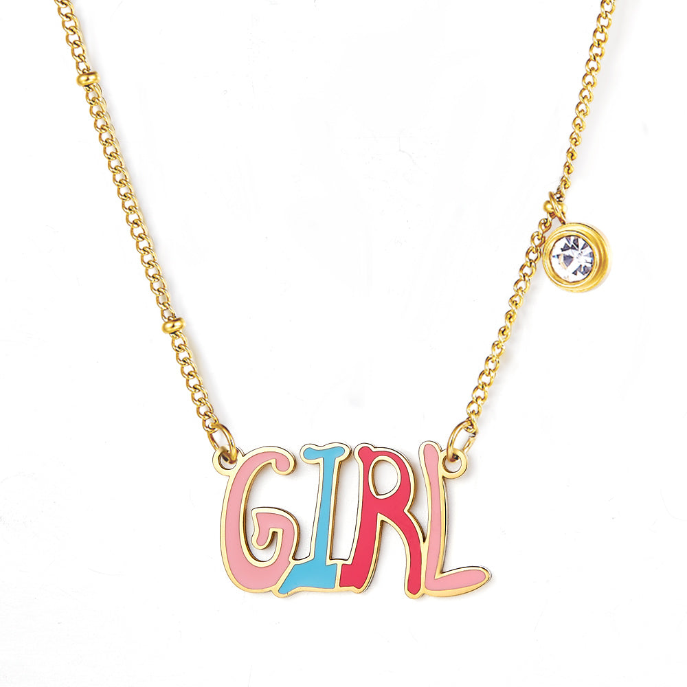 Girl Pendant Necklace Pastel Color