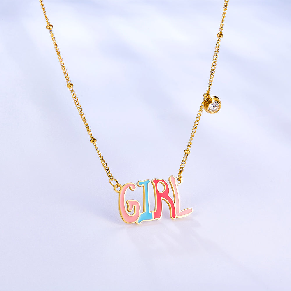 Girl Pendant Necklace Pastel Color