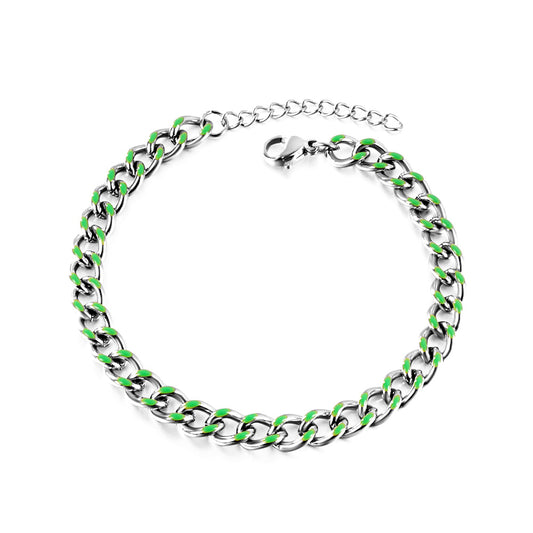 Green Chain Linked Bracelet