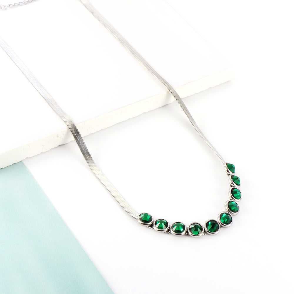 Emerald Colored Stone Necklace