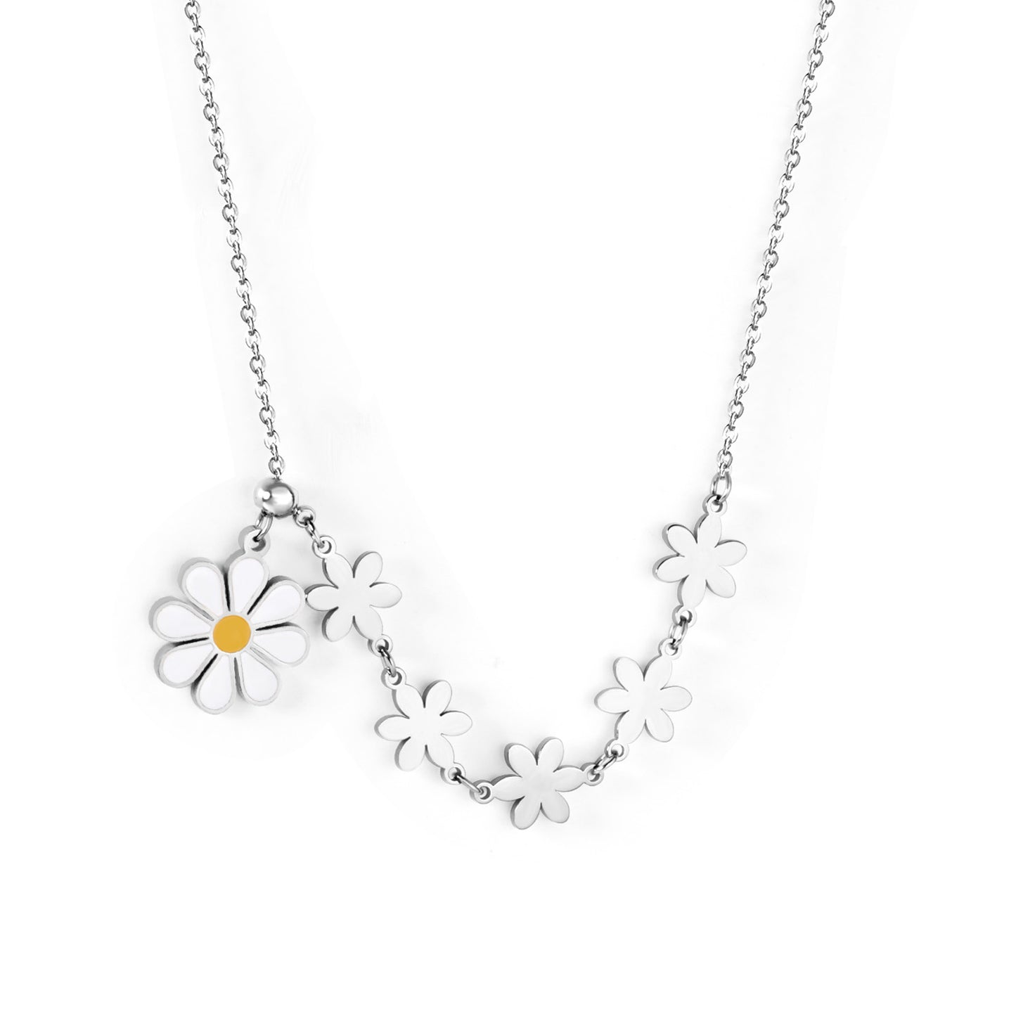 White Flower Pendant Necklace