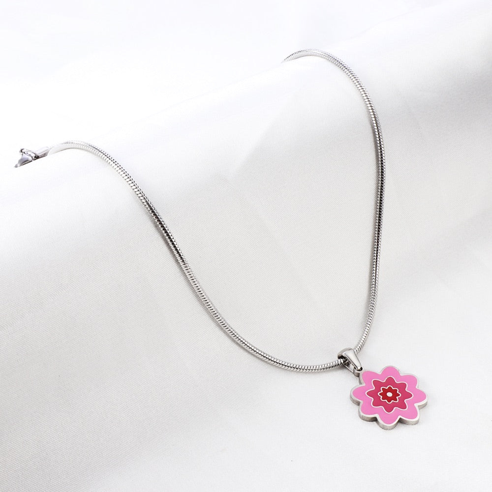 Pink Flower Pendant Necklace