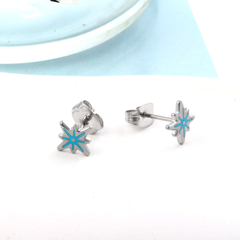 Minature Blue Snowflake Earring