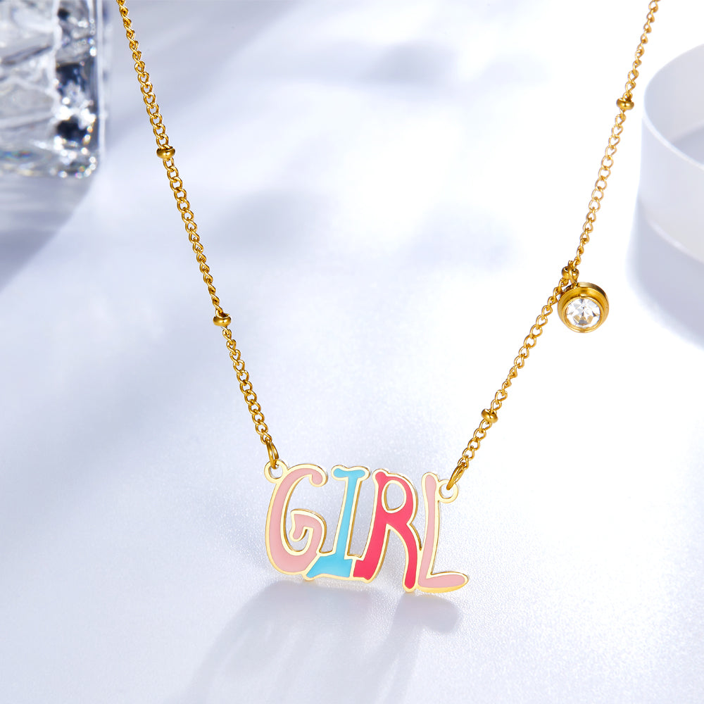 Girl Pendant Necklace Pastel Color