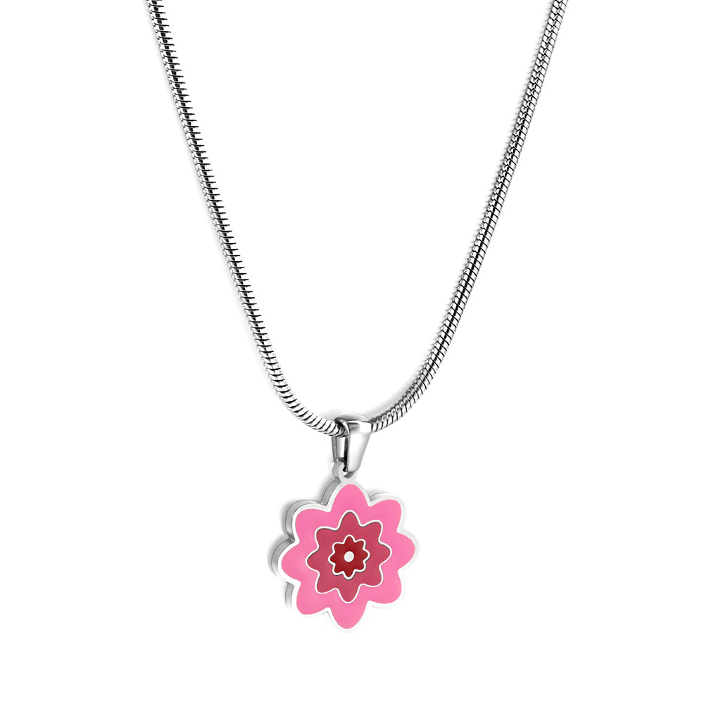 Pink Flower Pendant Necklace