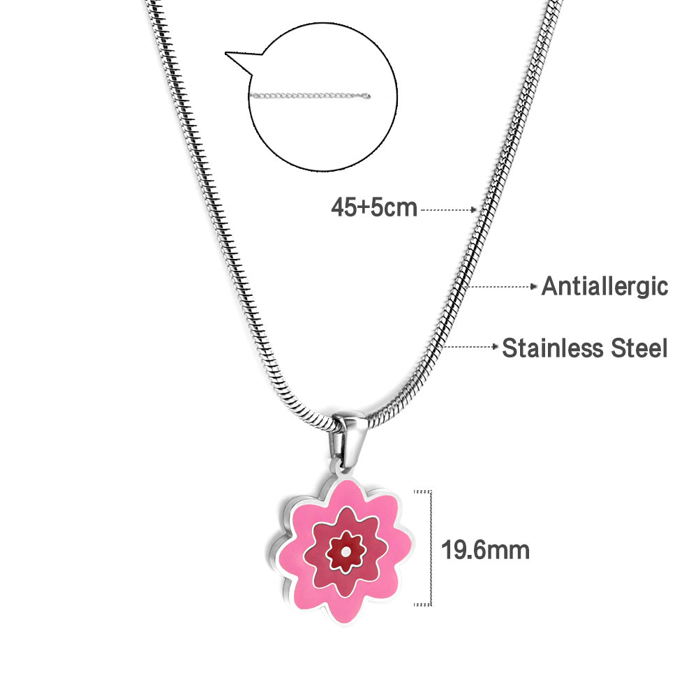 Pink Flower Pendant Necklace