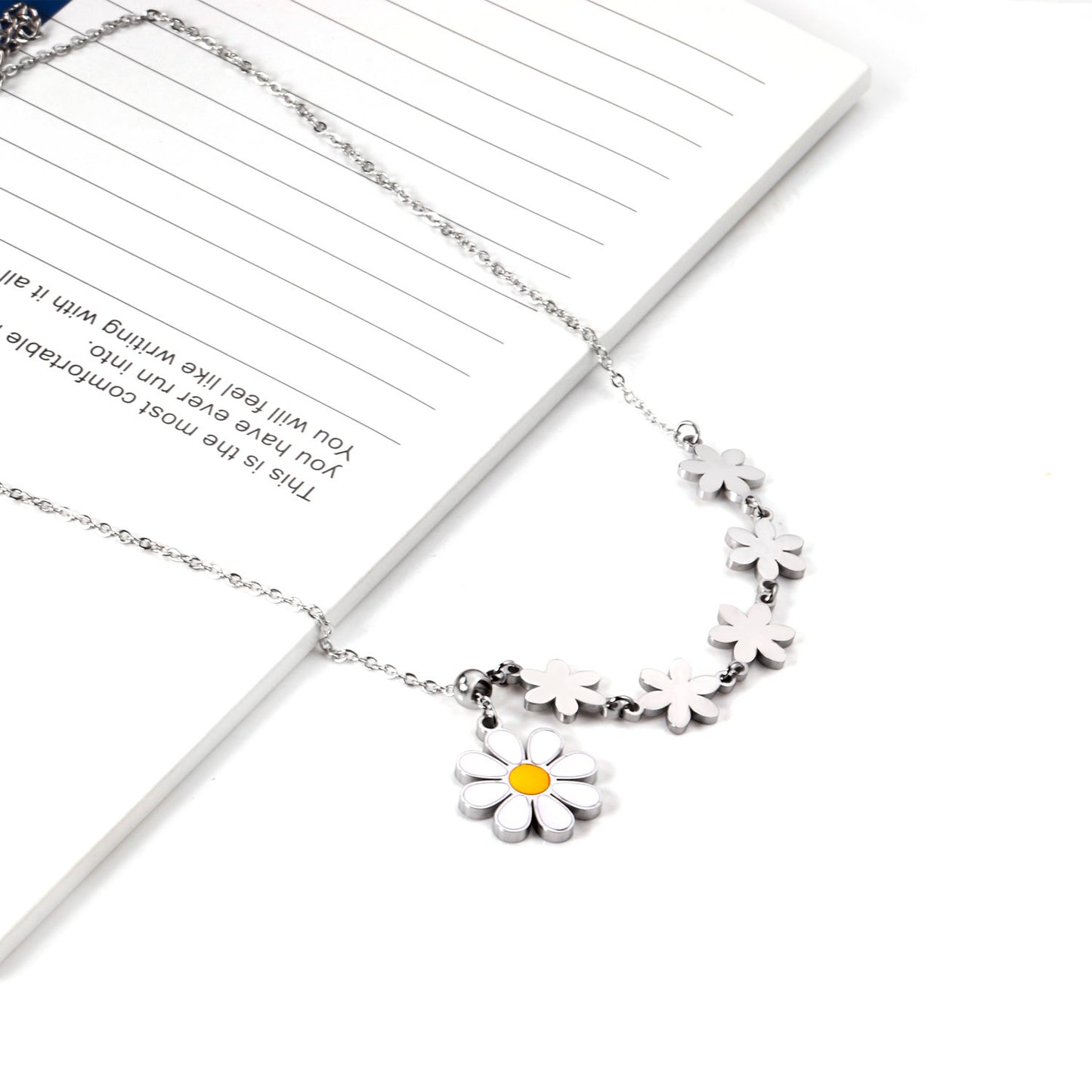 White Flower Pendant Necklace