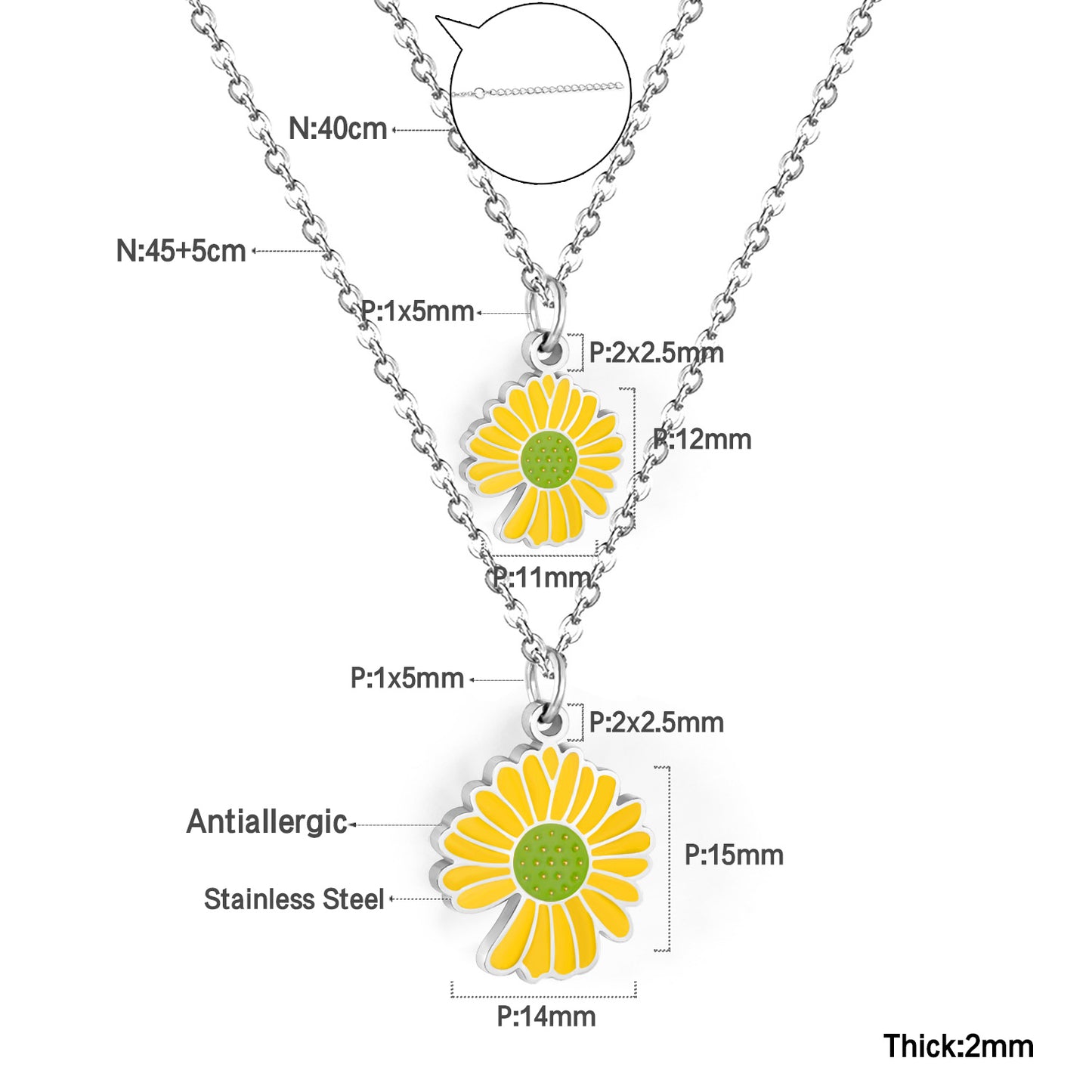 Yellow Flora Double Pendant Necklace