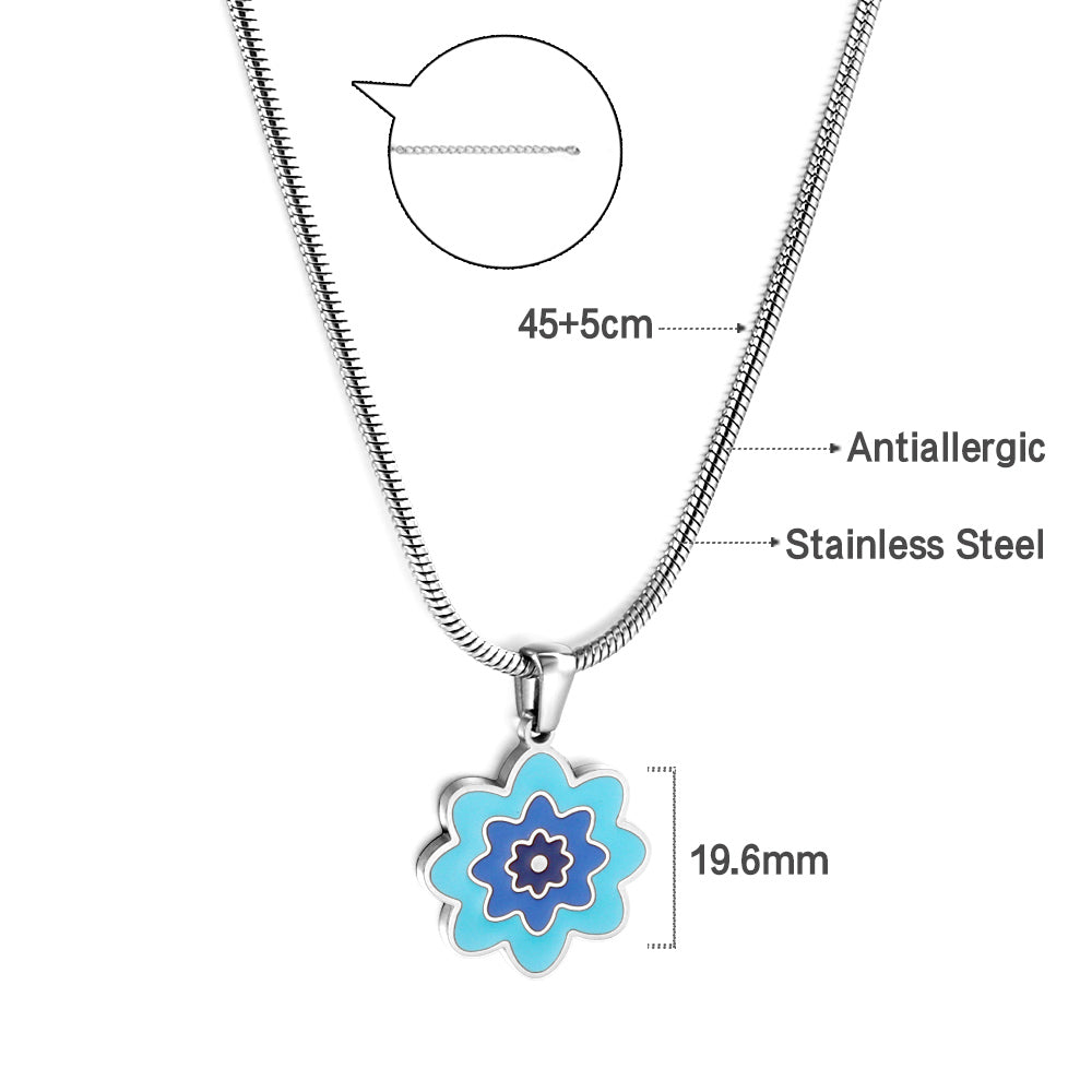 Flower Blue Pendant Necklace