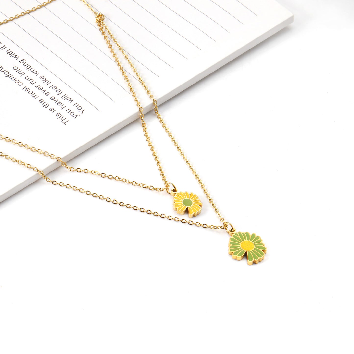 Yellow Flora Double Pendant Necklace