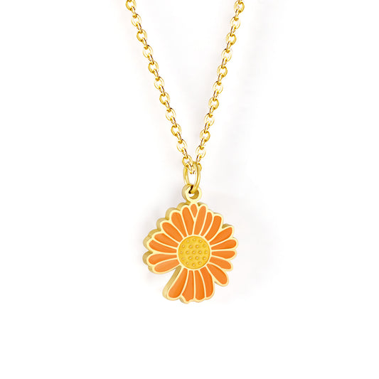 Orange Flora Pendant Necklace